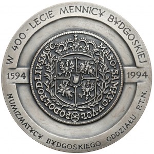 Strieborná medaila, 400. výročie mincovne Bydgoszcz 1994