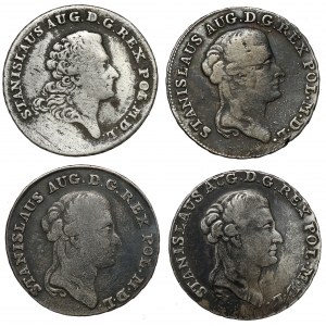 Poniatowski, Dvojdolárové mince 1768-1791, sada (4ks)