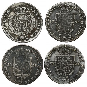 Poniatowski, Dvoudolarové mince 1768-1791, sada (4ks)