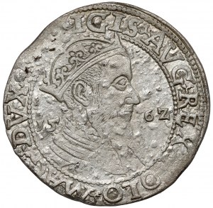 Zygmunt II August, Trojak Wilno 1562 - SZEROKI - ładny, z zachowanym srebrzeniem