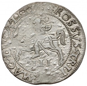 Zygmunt II August, Trojak Wilno 1562 - SZEROKI - ładny, z zachowanym srebrzeniem