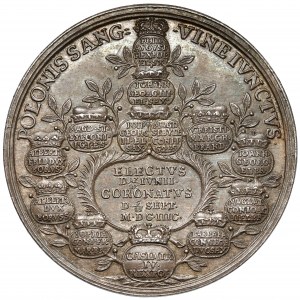 August II. silný, korunovačná medaila 1697 s Poliakmi podľa krvi - veľmi vzácna