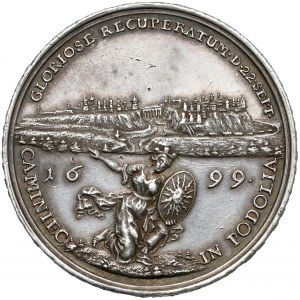August II Silný, medaila za znovudobytie Kamenca Podolského 1699
