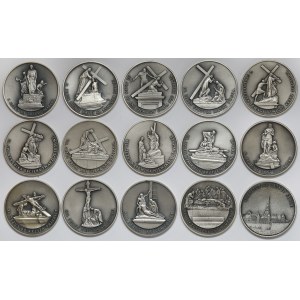 SILVER medals, Stations of the Cross - set (15pcs)