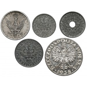 5 fenigs + GG 1-50 groschen 1918-1939 (5 Stück)