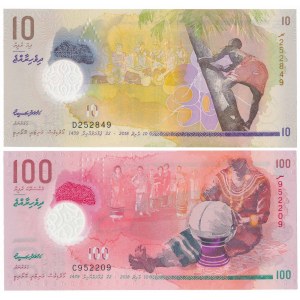 Maldivy, 10 a 100 Rufiyaa 2018 - polyméry (2ks)
