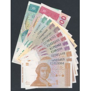 Chorwacja, 1 - 100.000 Dinara 1991-1993 (13szt)