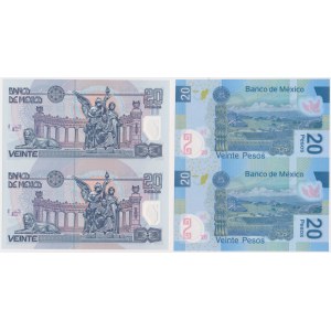 Mexico, 2x 20 Pesos 2003 and 2x20 Pesos 2012 - uncut - polymers (4pcs)