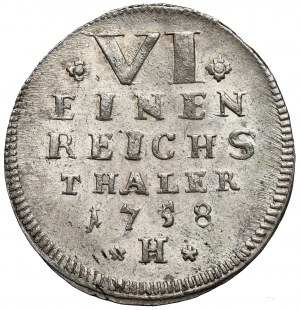 Sachsen-Hildburghausen, Ernst Friedrich Karl, 1/6 taler 1758-H