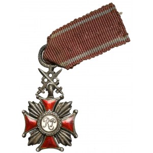 PRL, Silbernes Verdienstkreuz mit Schwertern - Miniatur - J. Knedler (SILBER)