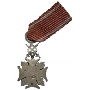PRL, Silver Cross of Merit with Swords - miniature - J. Knedler (SILVER)