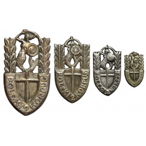 PSZnZ, Abzeichen, 2. Polnisches Korps - 4 Größen