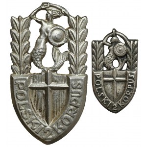 PSZnZ, Badge, 2nd Polish Corps + miniature