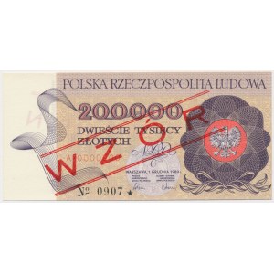 200.000 zł 1989 - WZÓR - A 0000000 - No.0907