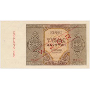 1.000 złotych 1945 - WZÓR - Ser.Dh 1234567