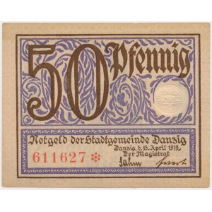 Danzig, 50 fenig 1919 - purple