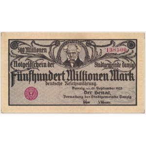 Gdaňsk, 500 milionů značka 1923 - krémový tisk