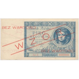 5 złotych 1930 - WZÓR - Ser.Z 0000000