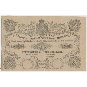 Januaraufstand, Nationale Generalanleihe, provisorische Anleihe für 40 Zloty 1863
