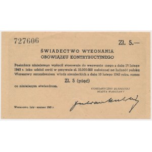 Certificate of Contribution 5 gold 1943