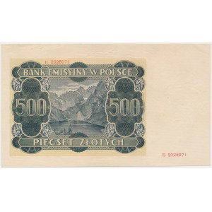 500 złotych 1940 - B - awers bez druku głównego