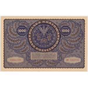 1 000 mkp 1919 - I ER Series - neuvedené písmeno v katalogu Miłczak