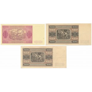 Zestaw 100 zł i 2x 500 zł 1948 (3szt)