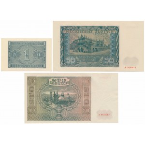 Zestaw 1, 50 i 100 złotych 1941 (3szt)