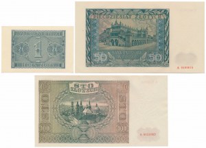 Zestaw 1, 50 i 100 złotych 1941 (3szt)