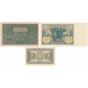 Zestaw banknotów polskich 1919-1936 (3szt)