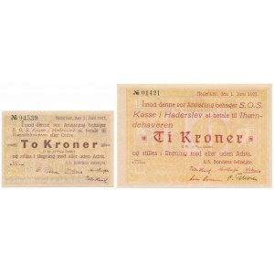 Dänemark, Haderslev - 2 und 10 Kronen 1927 (2Stück)