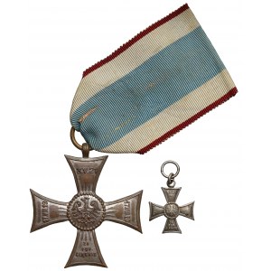 II RP, Commemorative badge Cross on the Silesian ribbon of bravery and merit + miniature