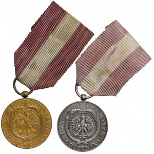 II RP, medaila za dlhoročnú službu - bronzová (X) a strieborná (XX) (2ks)