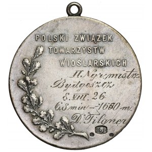 Prize medal, Polish Rowing Association, 2nd place Bydgoszcz 1926 - stamped silver
