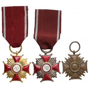 PRL / III RP, Krzyże Zasługi - monogram RP i PRL, zestaw (3szt)