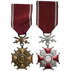 PRL / III RP, Silbernes und bronzenes Verdienstkreuz mit Schwertern - Monogramm RP, Satz (2 Stck.)