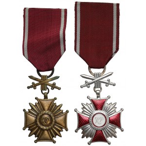 PRL / III RP, Srebrny i Brązowy Krzyż Zasługi z Mieczami - monogram RP, zestaw (2szt)