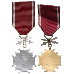 PRL / III RP, Silbernes und bronzenes Verdienstkreuz mit Schwertern - Monogramm RP, Satz (2 Stck.)