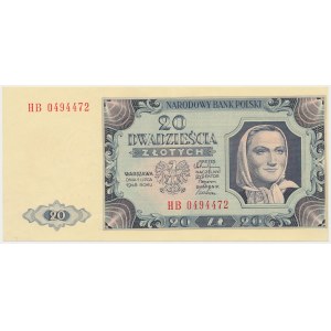 20 złotych 1948 - HB - krzywo wycięty