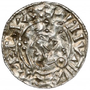Anglicko, Cnut (1016-1035) Denár - typ prilby so špicatou hlavou