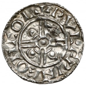 Anglicko, Cnut (1016-1035) Denár - typ prilby so špicatou hlavou