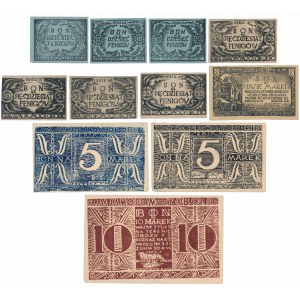 Oflag II C Woldenberg, COMPLETE of denominations and right series 10 fen - 10 mk 1944 (11pcs)