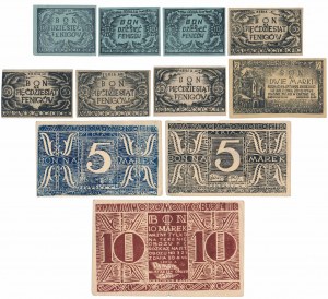 Oflag II C Woldenberg, COMPLETE of denominations and right series 10 fen - 10 mk 1944 (11pcs)