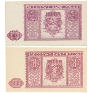 1 złoty 1946 - odmiany kolorytyczne (2szt)