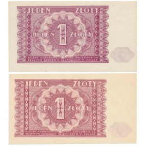 1 zlatá 1946 - farebné variácie (2ks)