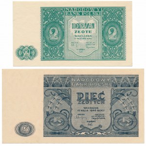 2 i 5 złotych 1946 - zestaw (2szt)