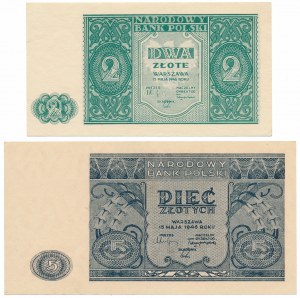 2 and 5 gold 1946 - set (2pcs)