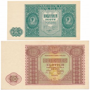 2 i 10 złotych 1946 - zestaw (2szt)