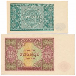 2 and 10 gold 1946 - set (2pcs)