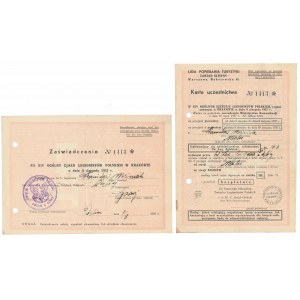 XIV Congress of Polish Legionaries - certificate and participation card (2pcs)